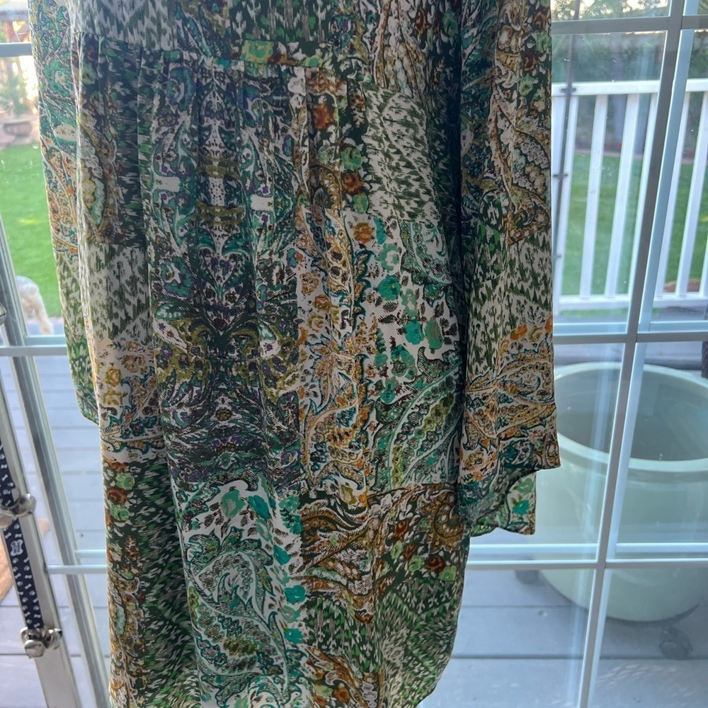 Anthropologie Green Long Sleeve Sundress Silk Kimono Dress NWT - Picture 5 of 14